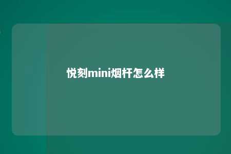 悦刻mini烟杆怎么样